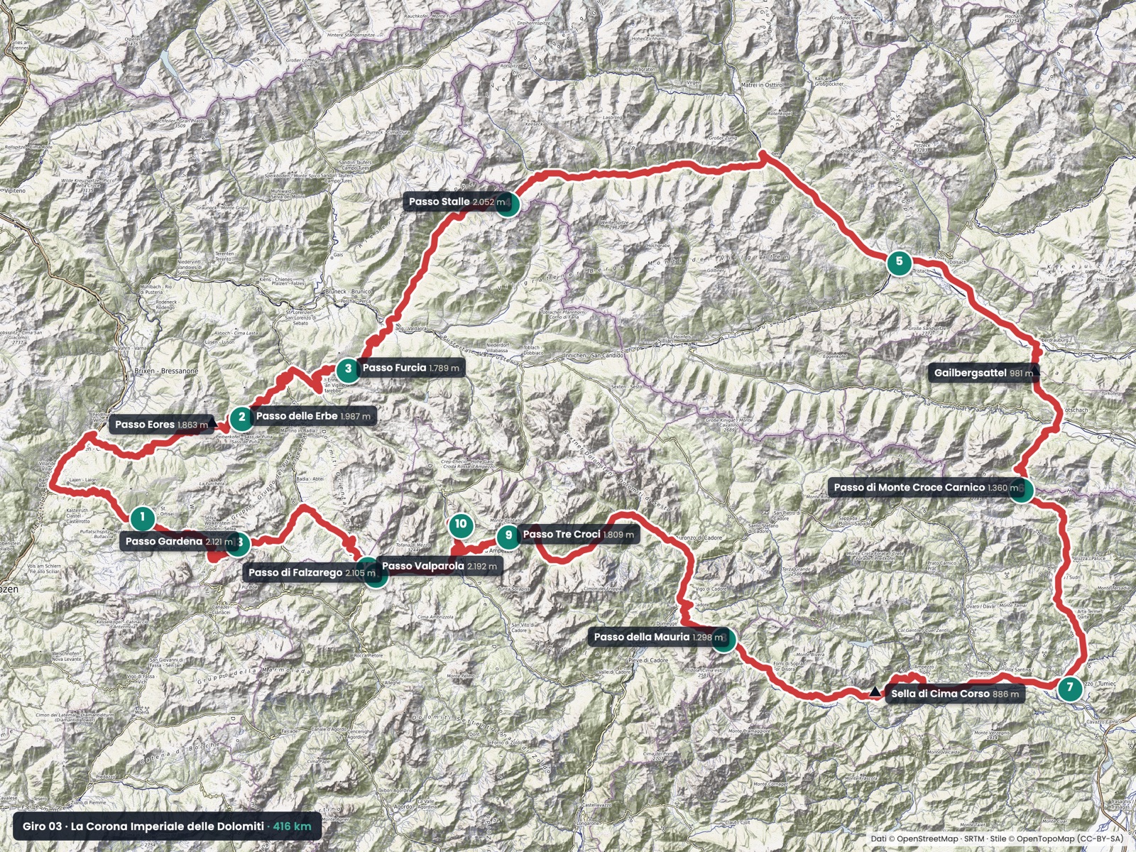Mappa de La Corona Imperiale delle Dolomiti