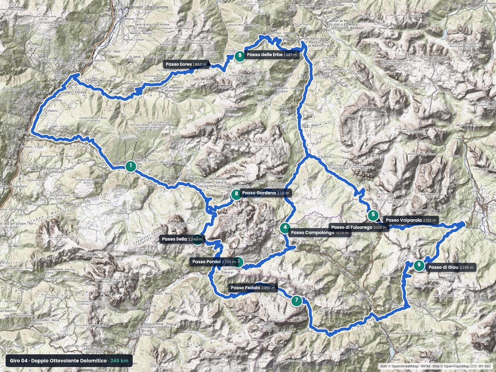 Mappa del Doppio Ottovolante Dolomitico